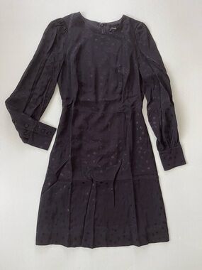 NWT J Crew Shift Dress in Black Jacquard Floral Dot Sz 2T